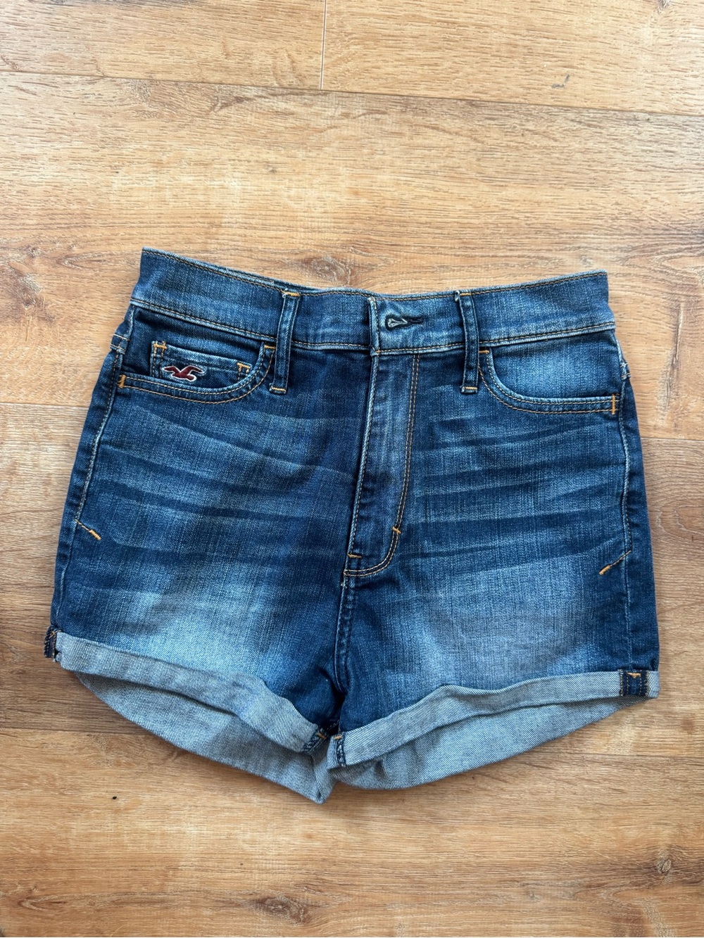 Hollister Blue Rolled Hem Denim Shorts
